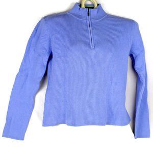 Blue Sweater Mock Turtleneck Quarter Zip Long Sleeve Pullover Liz Claiborne
